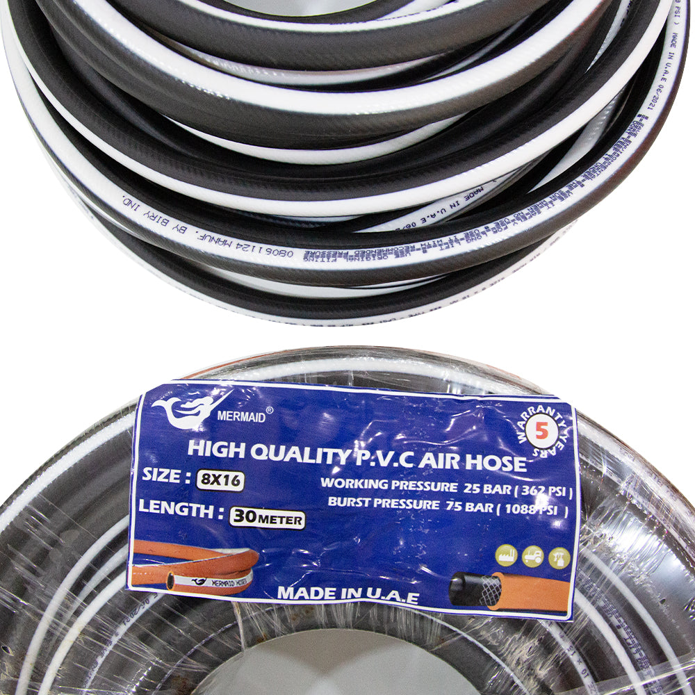 8mm By 15mm Mermaid Air Hose 30 Meter Black| Three Layer PVC Gas Hose