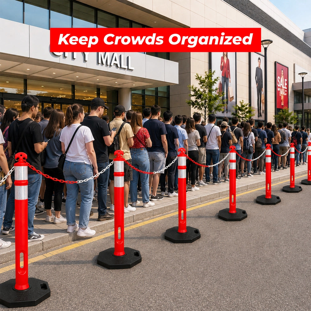 110CM Traffic Delineator Post Orange | Safety Barrier Post with Weighted Base