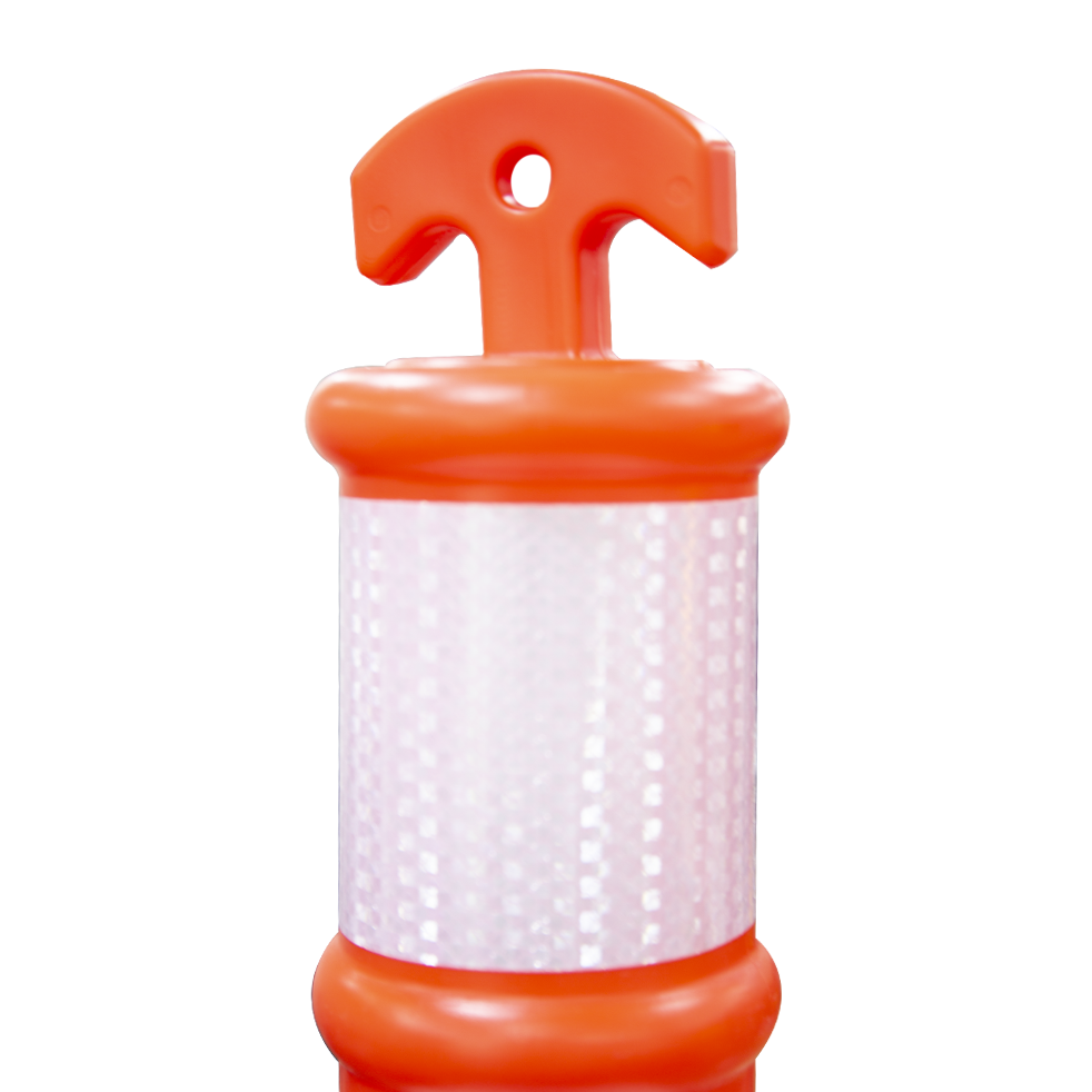 Orange traffic safety post chain attachable