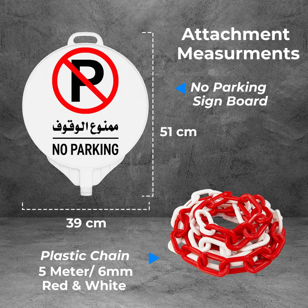 Delineator Warning Post 120Cm with No Parking Sign & Chain