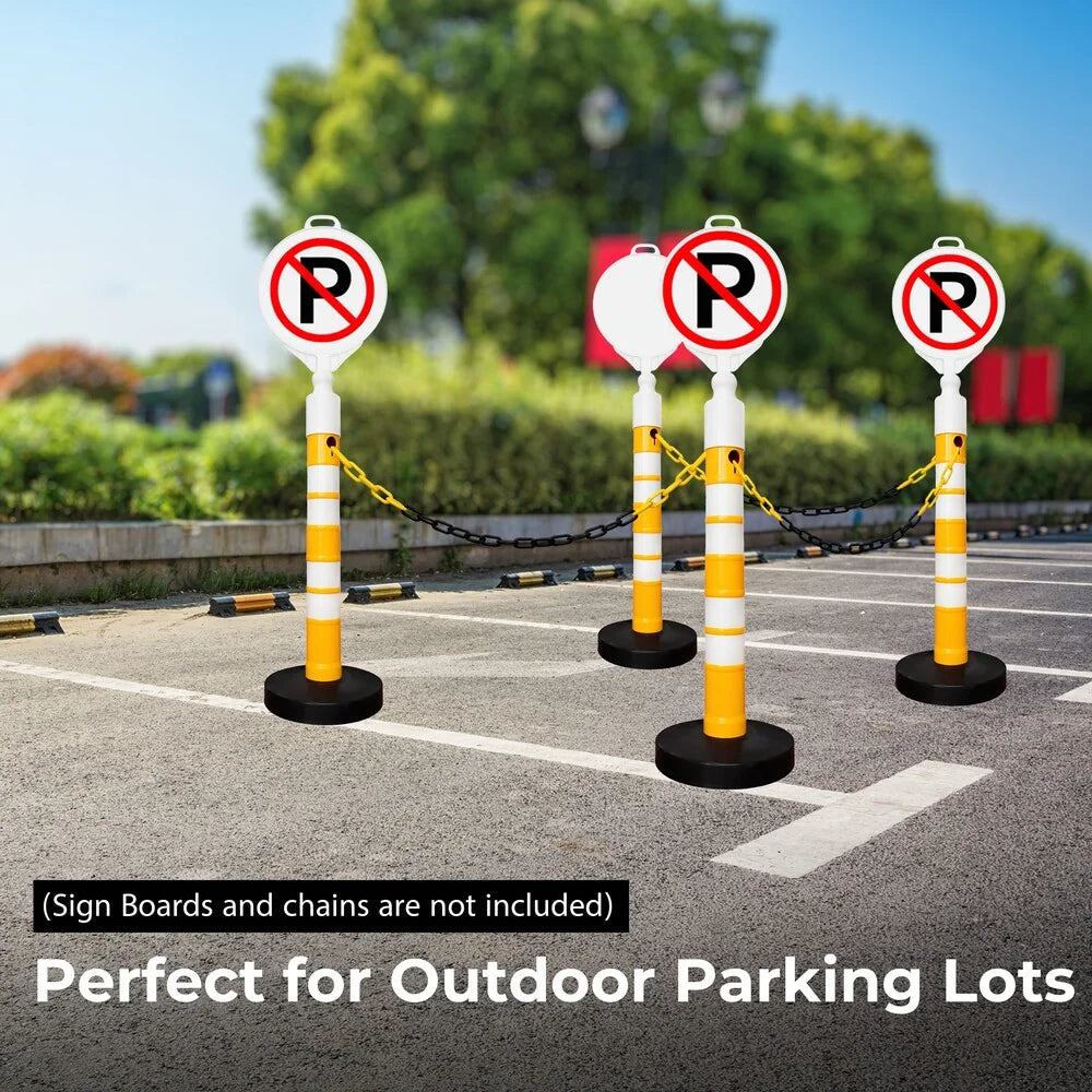 Reflective Delineator Post Yellow | 120CM Safety Traffic Barrier with Sand Weighted Base