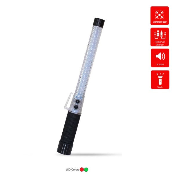 Compact Traffic Safety Wand Baton with Green and Red Light | Road Safety Warning Flashing Light with Rechargeable Battery | LED Flashing Stick CH 1077 - Biri Group