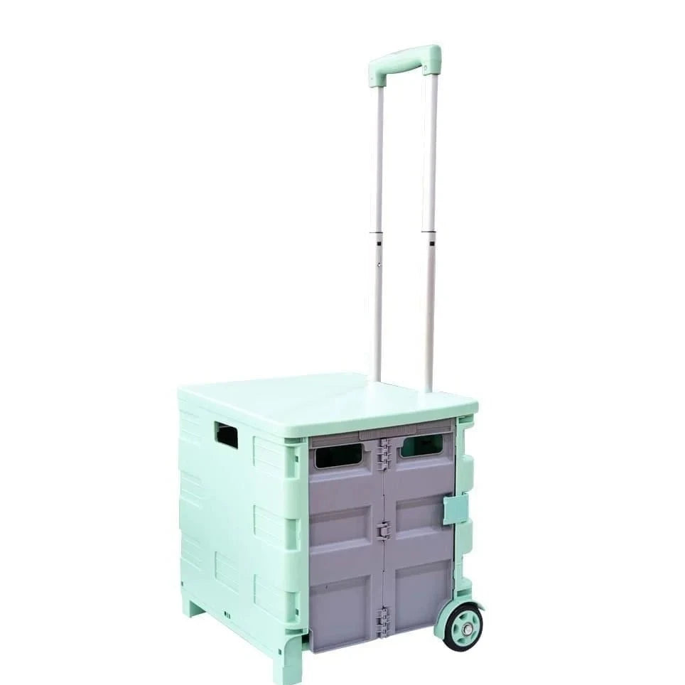 25kg Foldable Shopping Trolley Light Blue & Grey