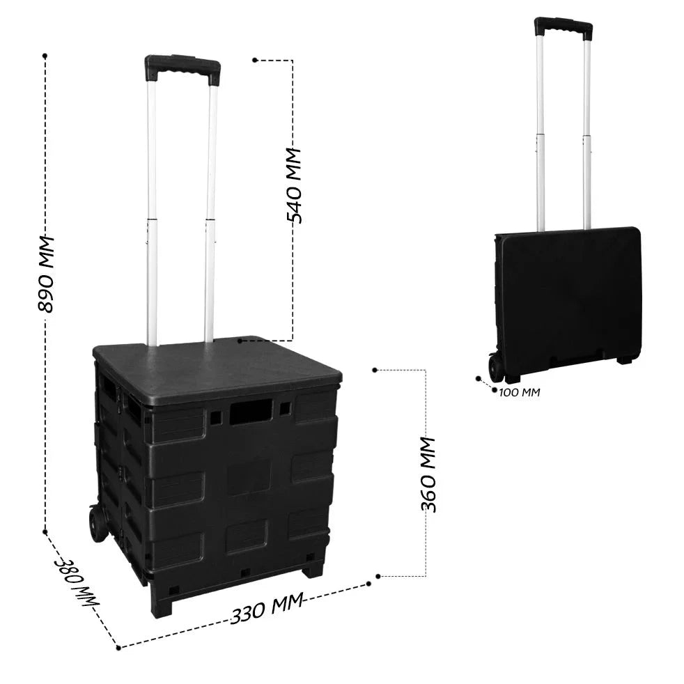 35 kg folding shopping trolley black dimention