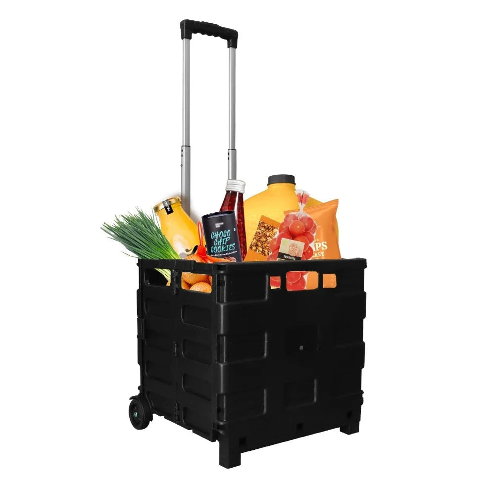 35 kg folding shopping trolley black premium look