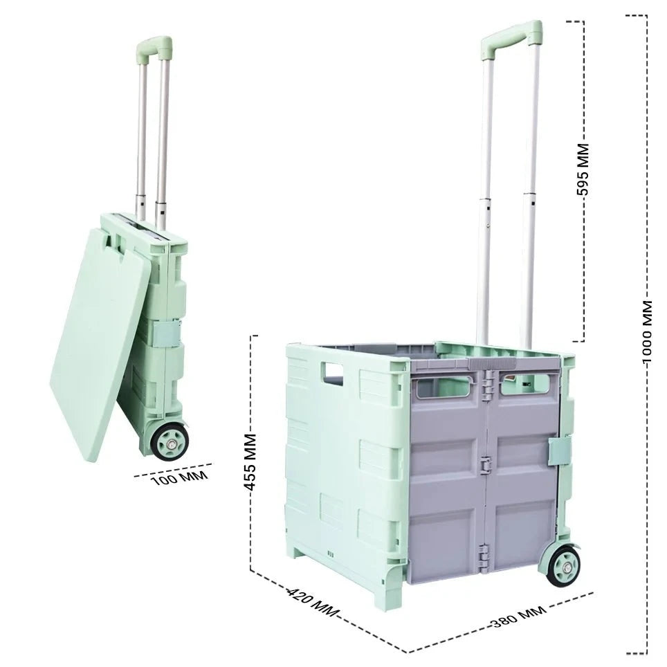 35 kg folding shopping trolley light blue grey dimension