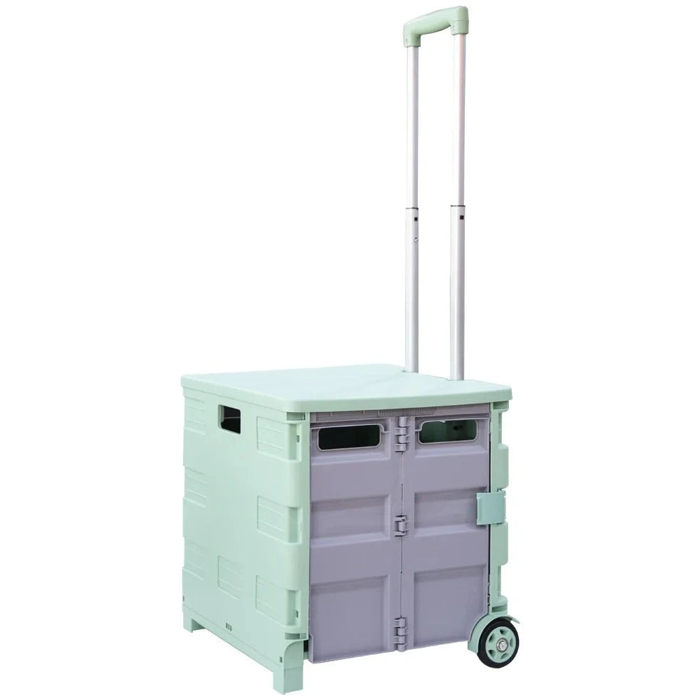 35 kg folding shopping trolley light blue grey