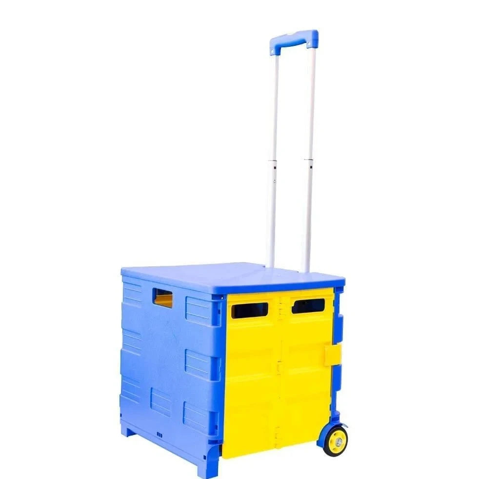 35 kg folding shopping trolley light blue yellow