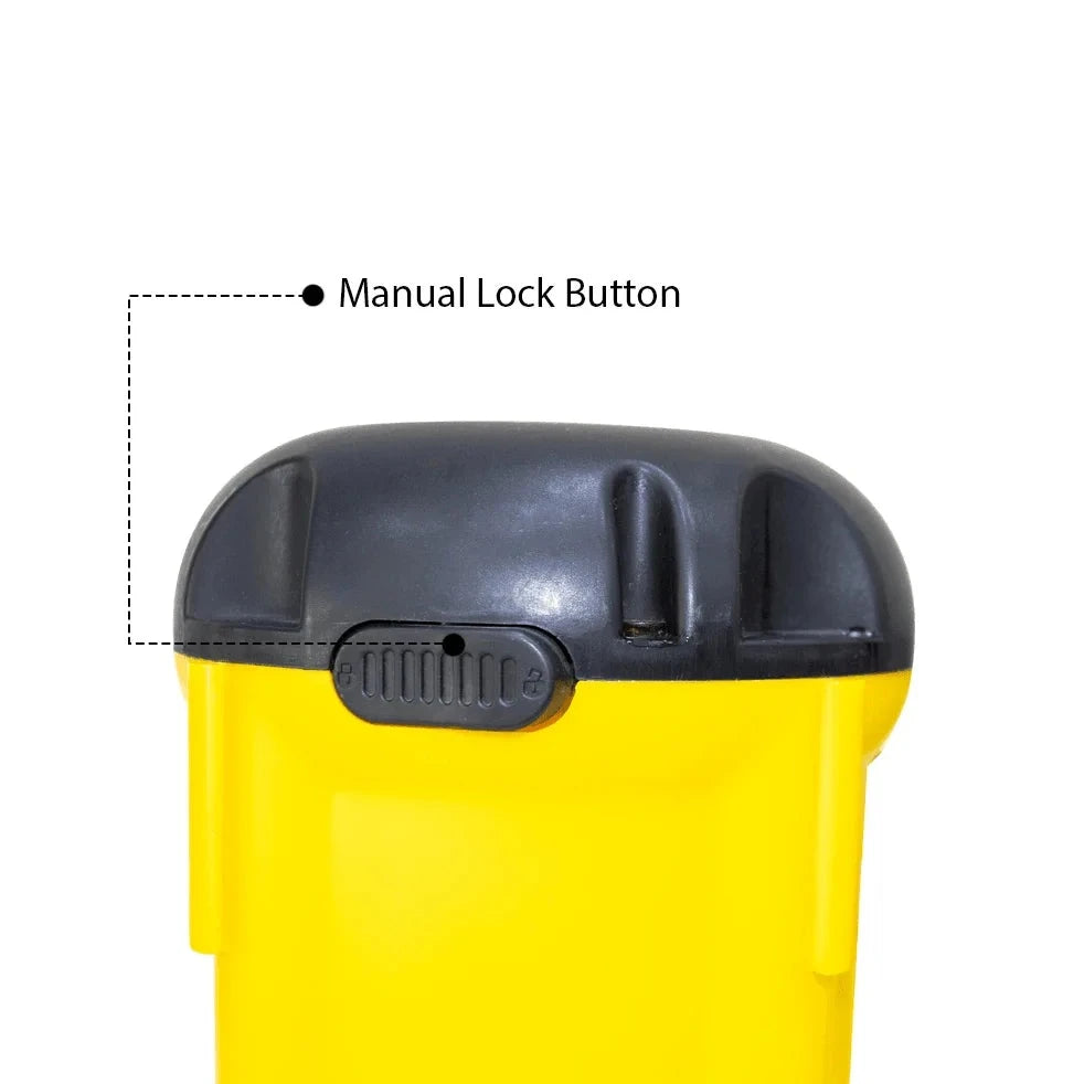 Retractable Barrier Belt With Manual Lock Button