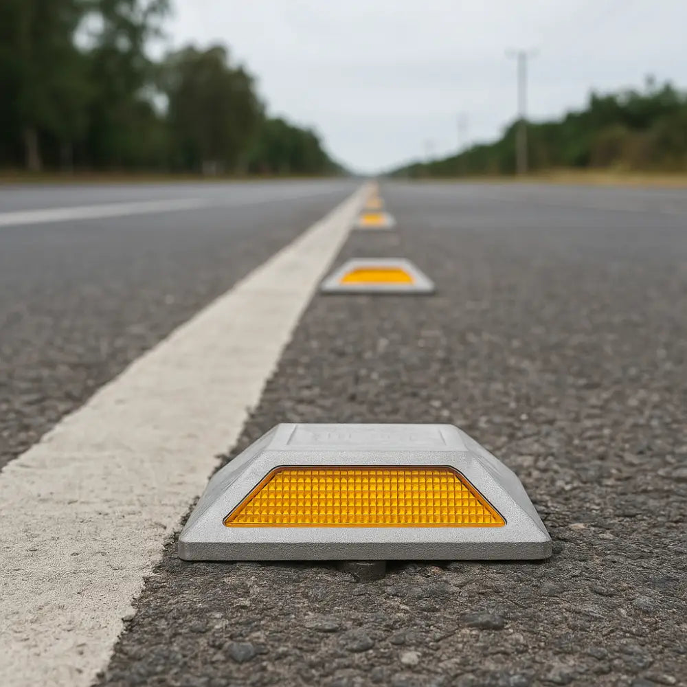 Aluminum Road Stud Yellow with Reflective Lens
