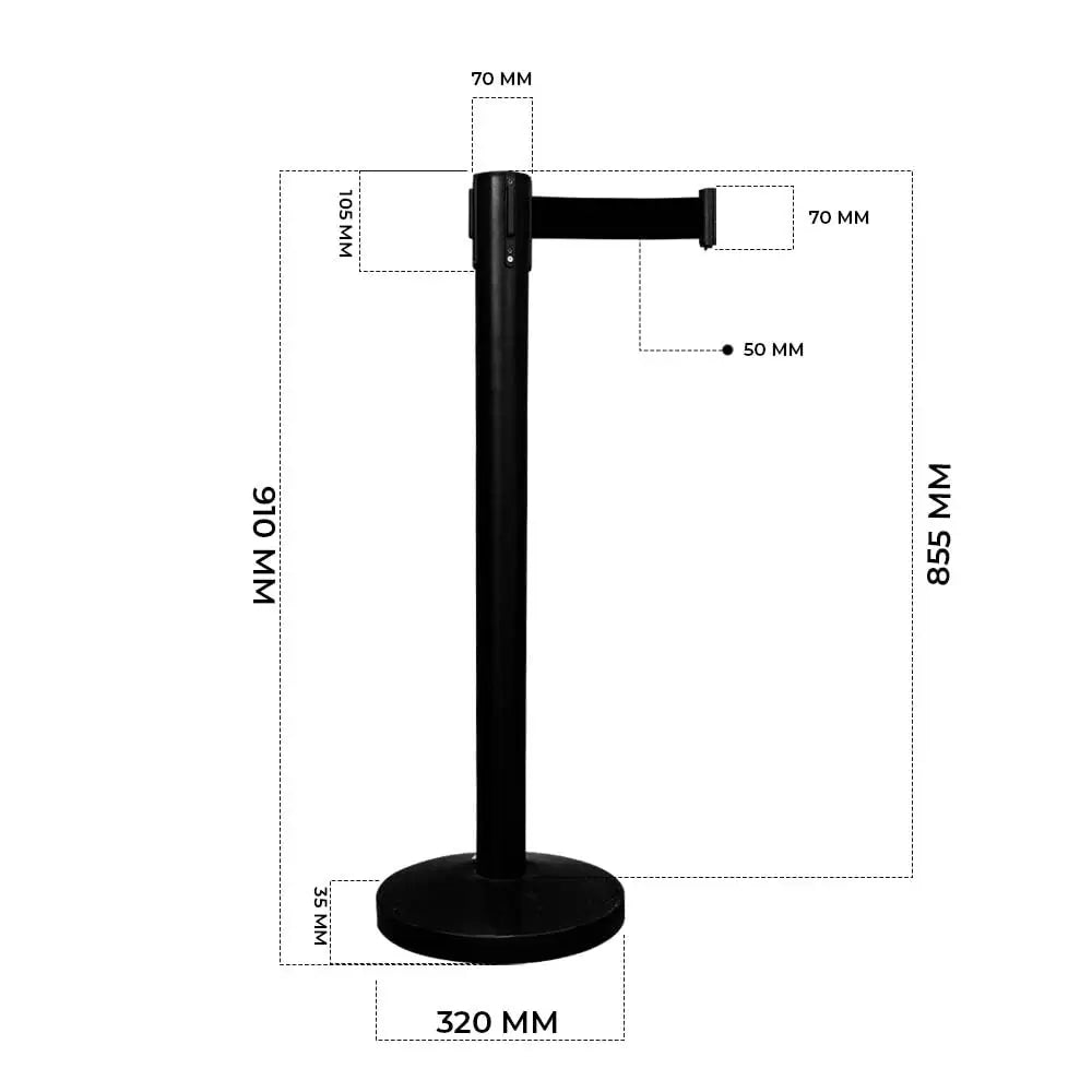 Black Steel Crowd Control Barrier with Black Belt 2M