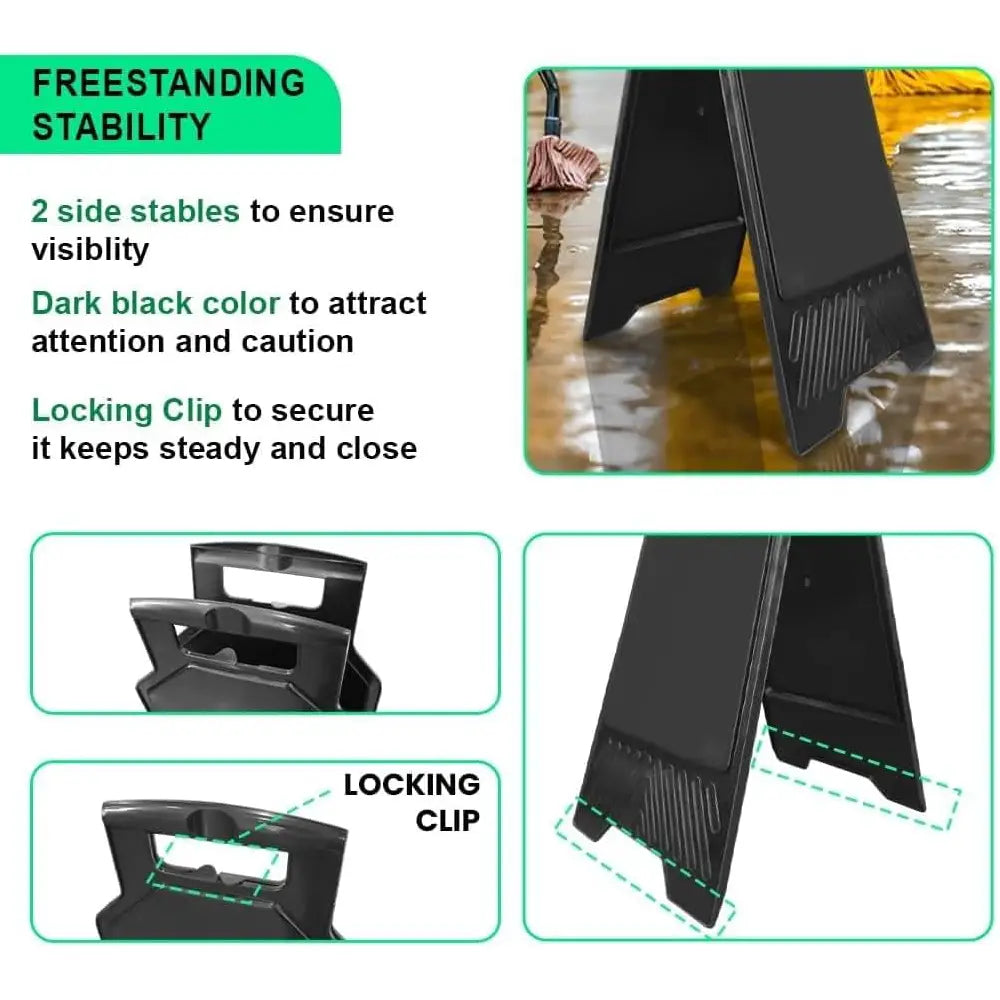 Blank Safety Floor Sign with Lock Clip - Black