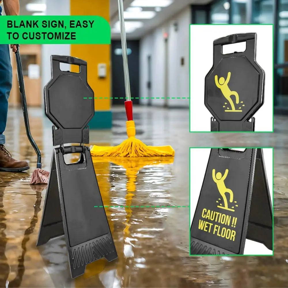 Blank Safety Floor Sign with Lock Clip - Black
