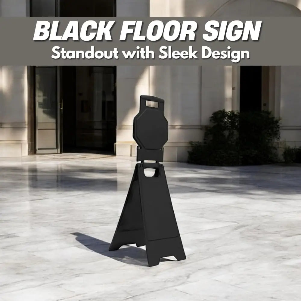 Blank Safety Floor Sign with Lock Clip - Black