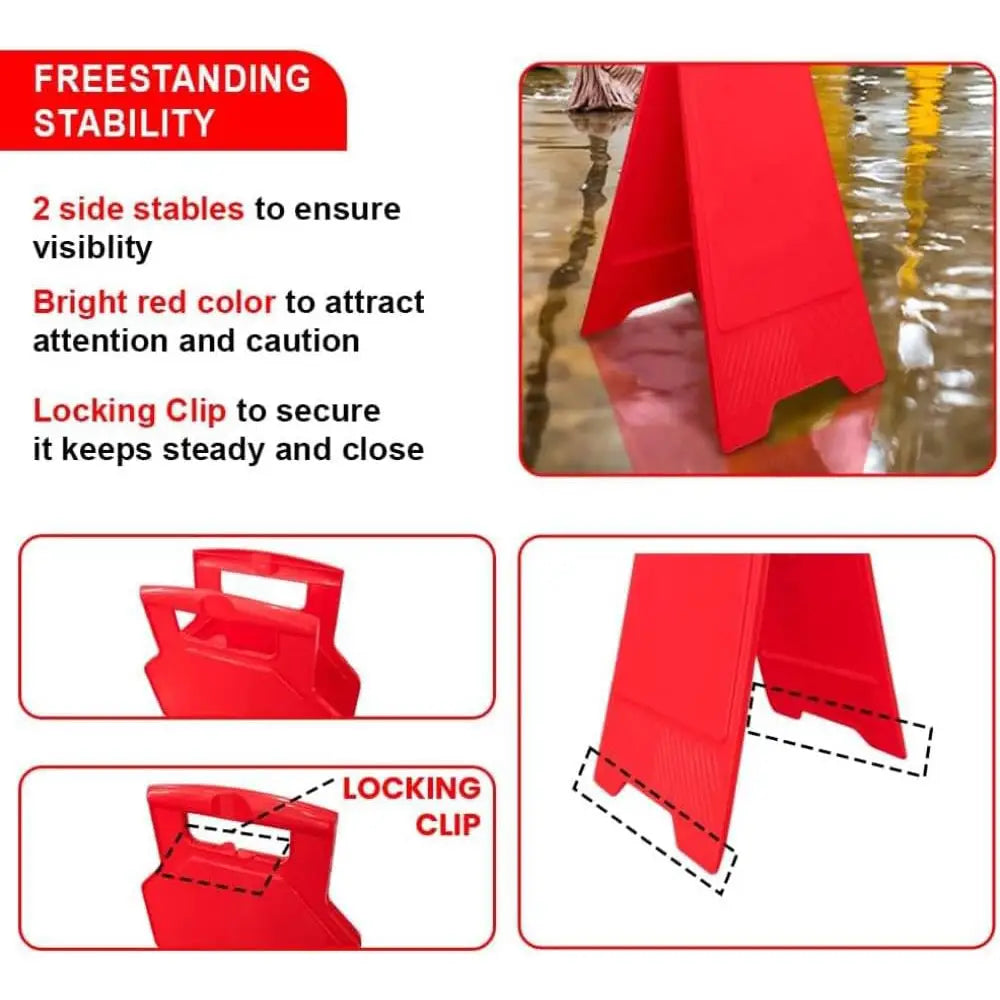 Blank Safety Floor Sign with Lock Clip - Red