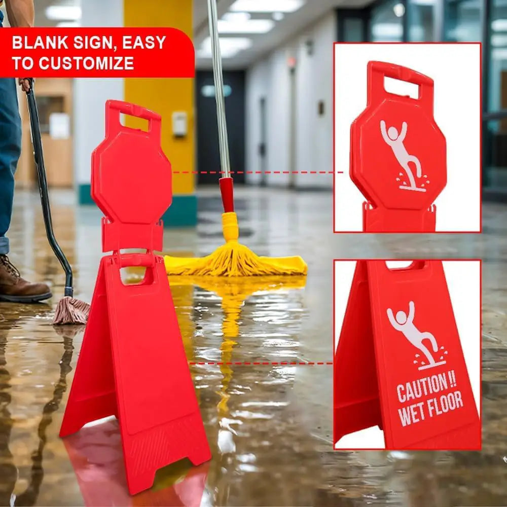 Blank Safety Floor Sign with Lock Clip - Red