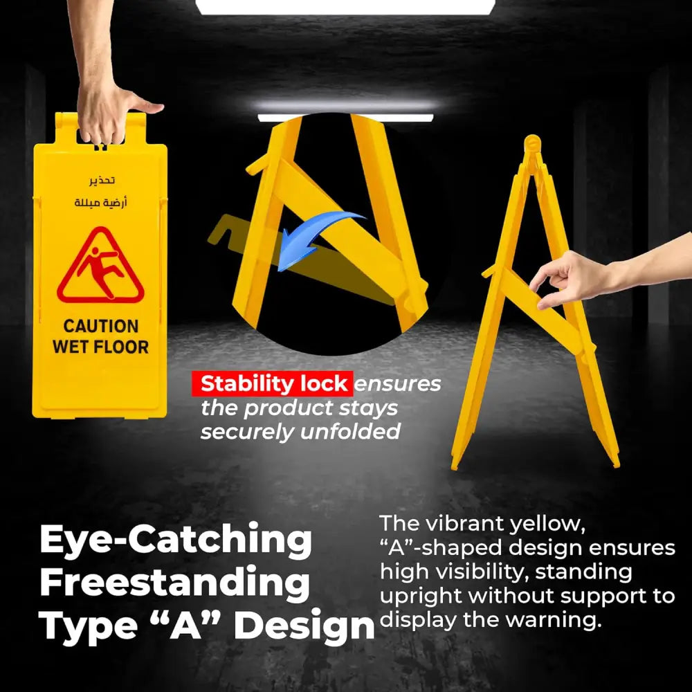 Caution Wet Floor EN -AR Board 64CM - Yellow