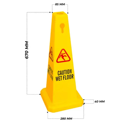 Caution Wet Floor Safety Cone Yellow - 67CM