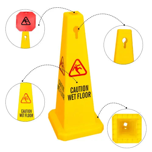 Caution Wet Floor Safety Cone Yellow - 67CM
