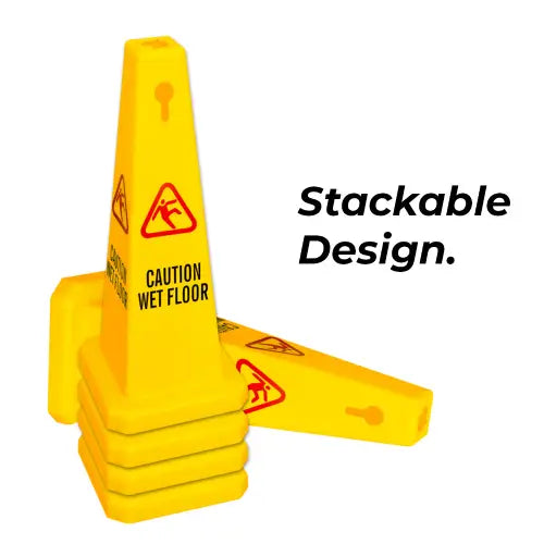 Caution Wet Floor Safety Cone Yellow - 67CM
