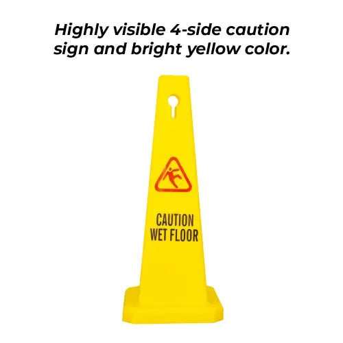Caution Wet Floor Safety Cone Yellow - 67CM