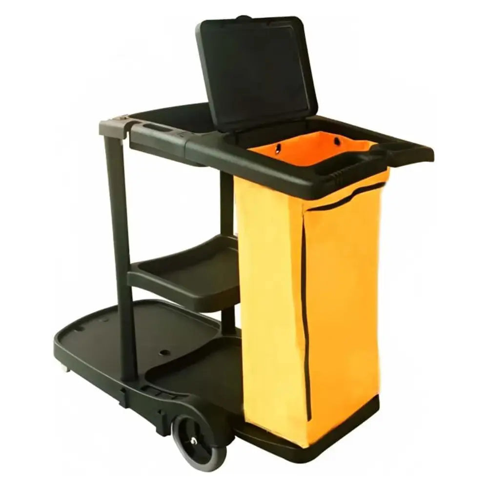 Cleaning Trolley Commercial Janitor Utility Cart Black