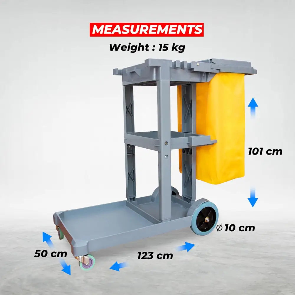 Cleaning Trolley Commercial Janitor Utility Cart Grey