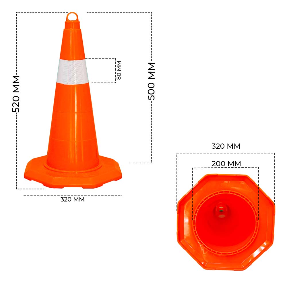 Traffic Cone 50 MM for Safety | Unbreakable Full Soft PVC Reflective Traffic Cone - Biri Group