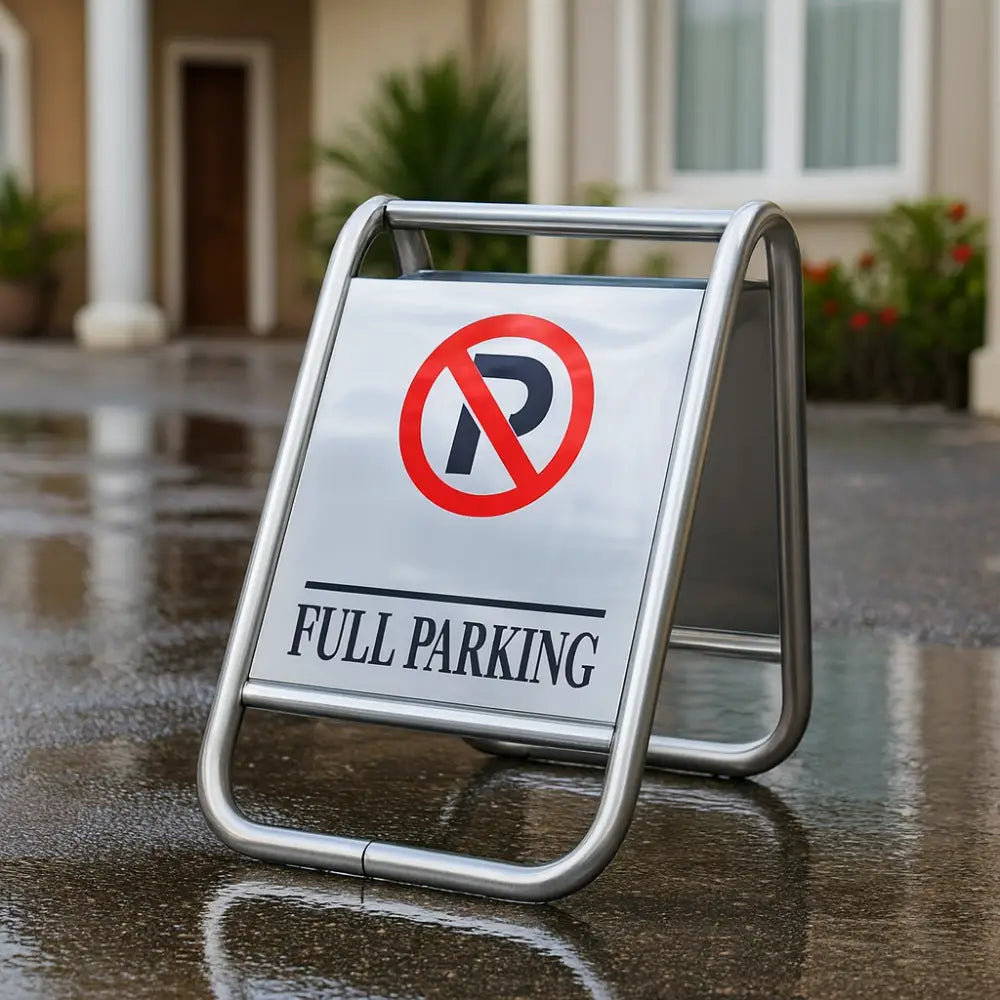 Double-Sided Stainless Steel No Parking Floor Sign - 66CM