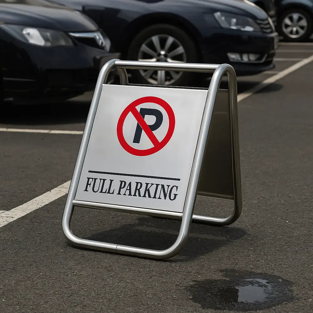 Double-Sided Stainless Steel No Parking Floor Sign - 66CM