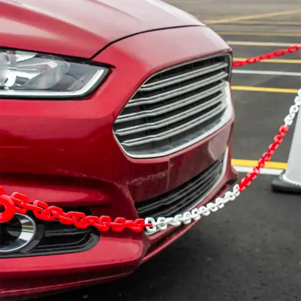 Durable Safety Link Plastic Chain Red & White - 25Mx6MM