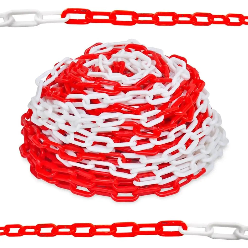 Durable Safety Link Plastic Chain Red & White - 25Mx6MM