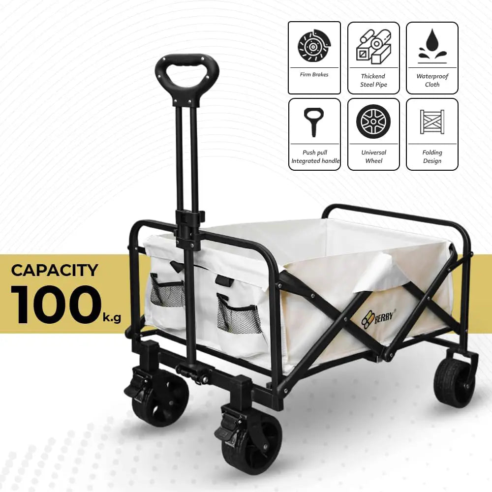 Garden, Shopping, Utility Wagon Trolley Beige - 100KG