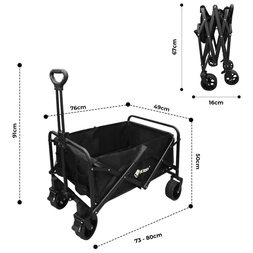 Garden, Shopping, Utility Wagon Trolley Black - 100KG
