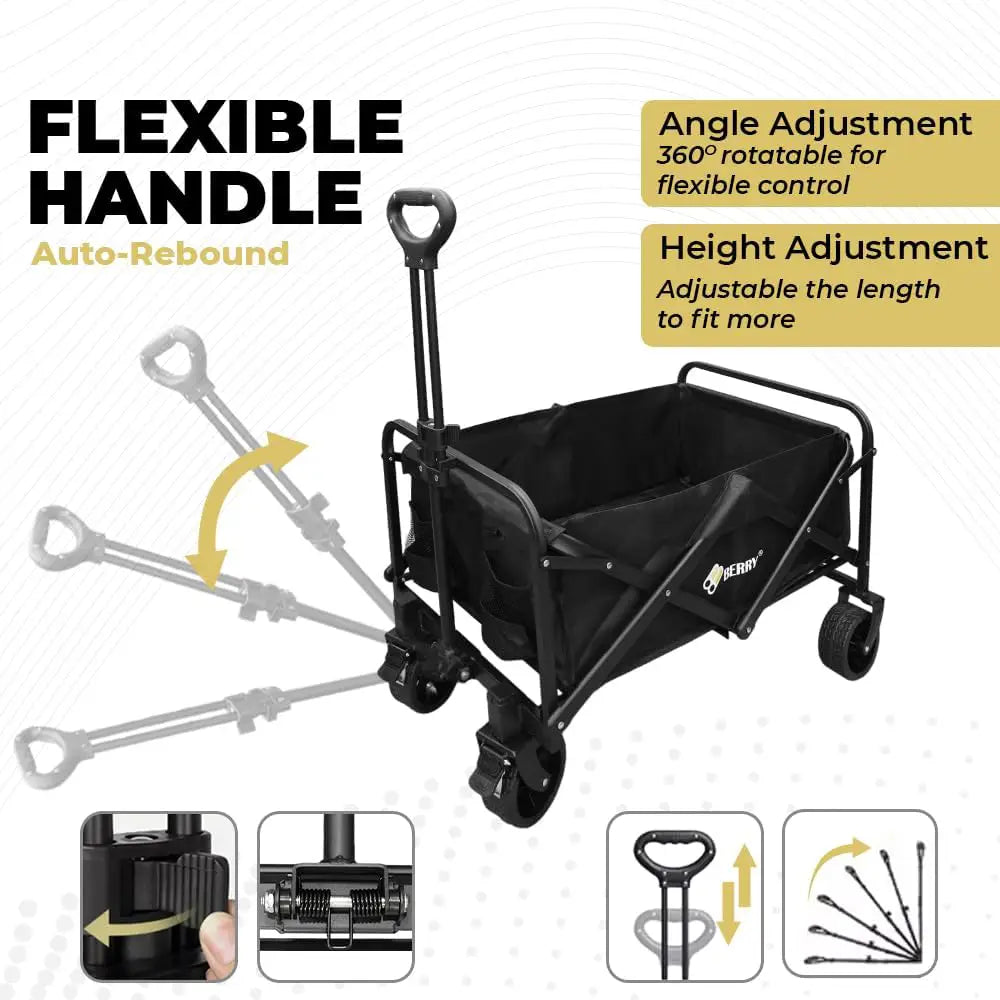 Garden, Shopping, Utility Wagon Trolley Black - 100KG