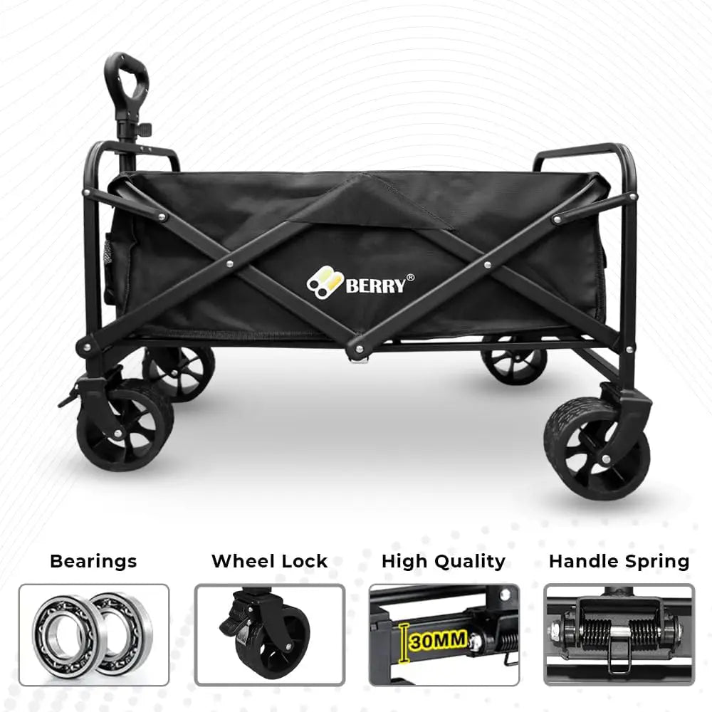 Garden, Shopping, Utility Wagon Trolley Black - 100KG
