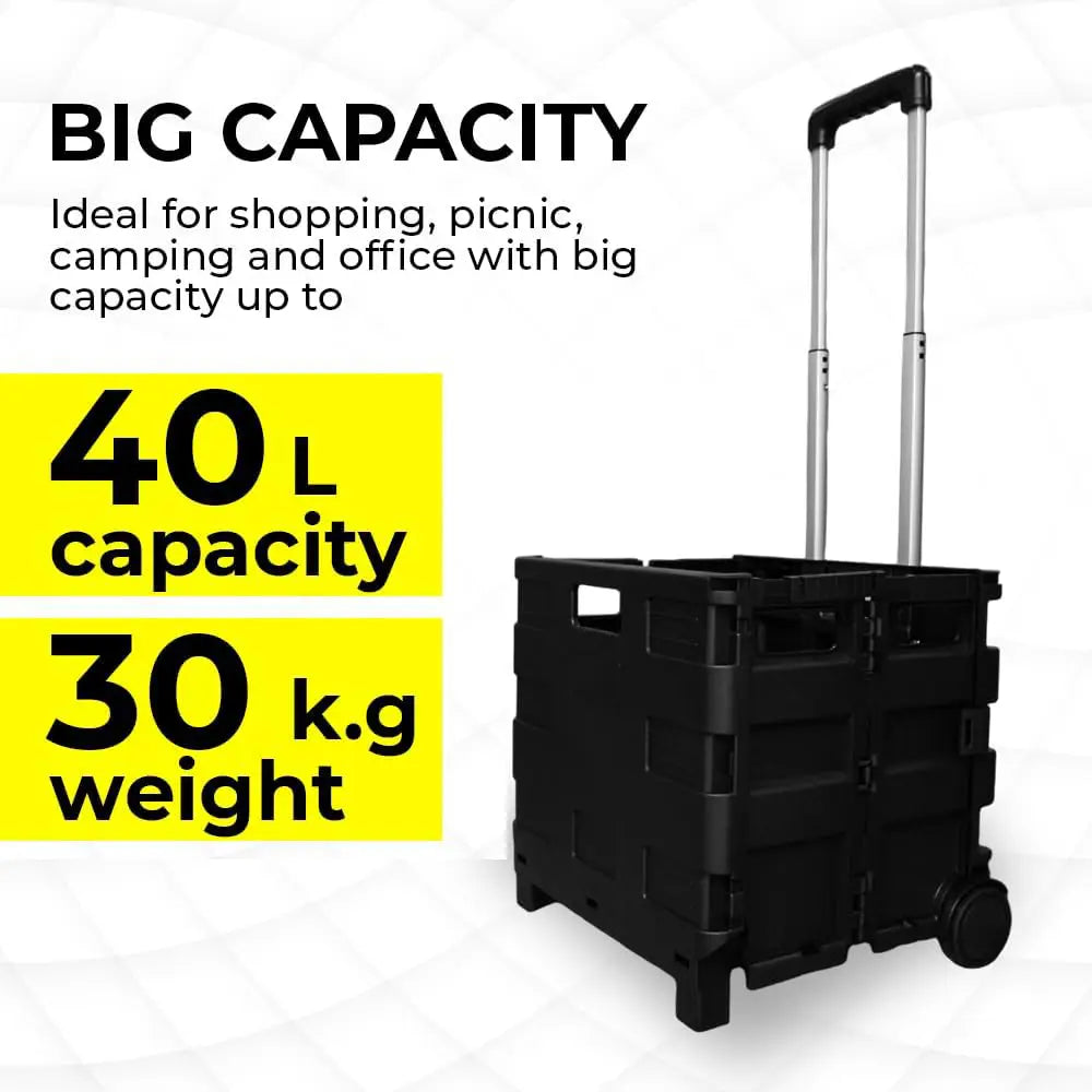 Garden, Shopping, Utility Wagon Trolley Black - 40L & 30KG