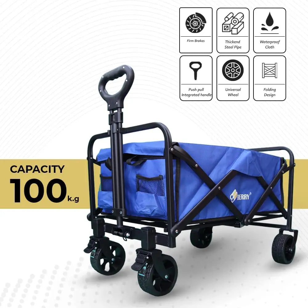 Garden, Shopping, Utility Wagon Trolley Blue - 100KG