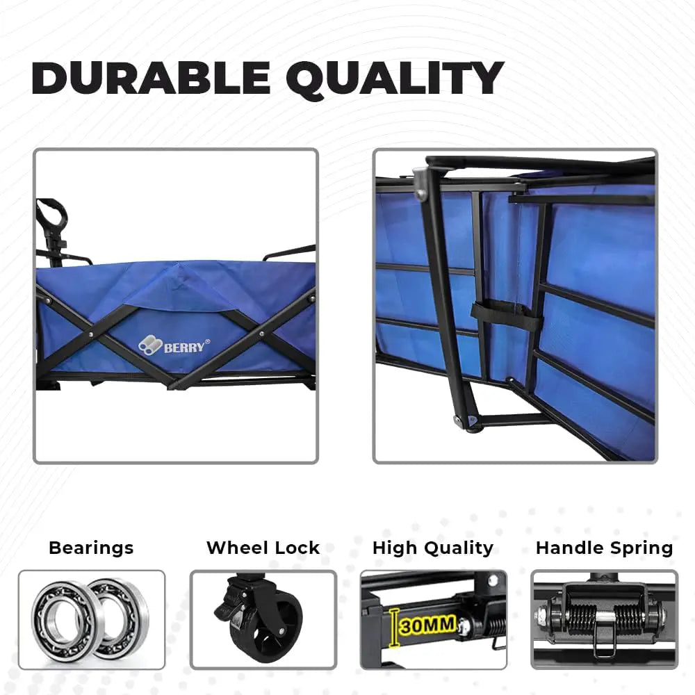 Garden, Shopping, Utility Wagon Trolley Blue - 100KG