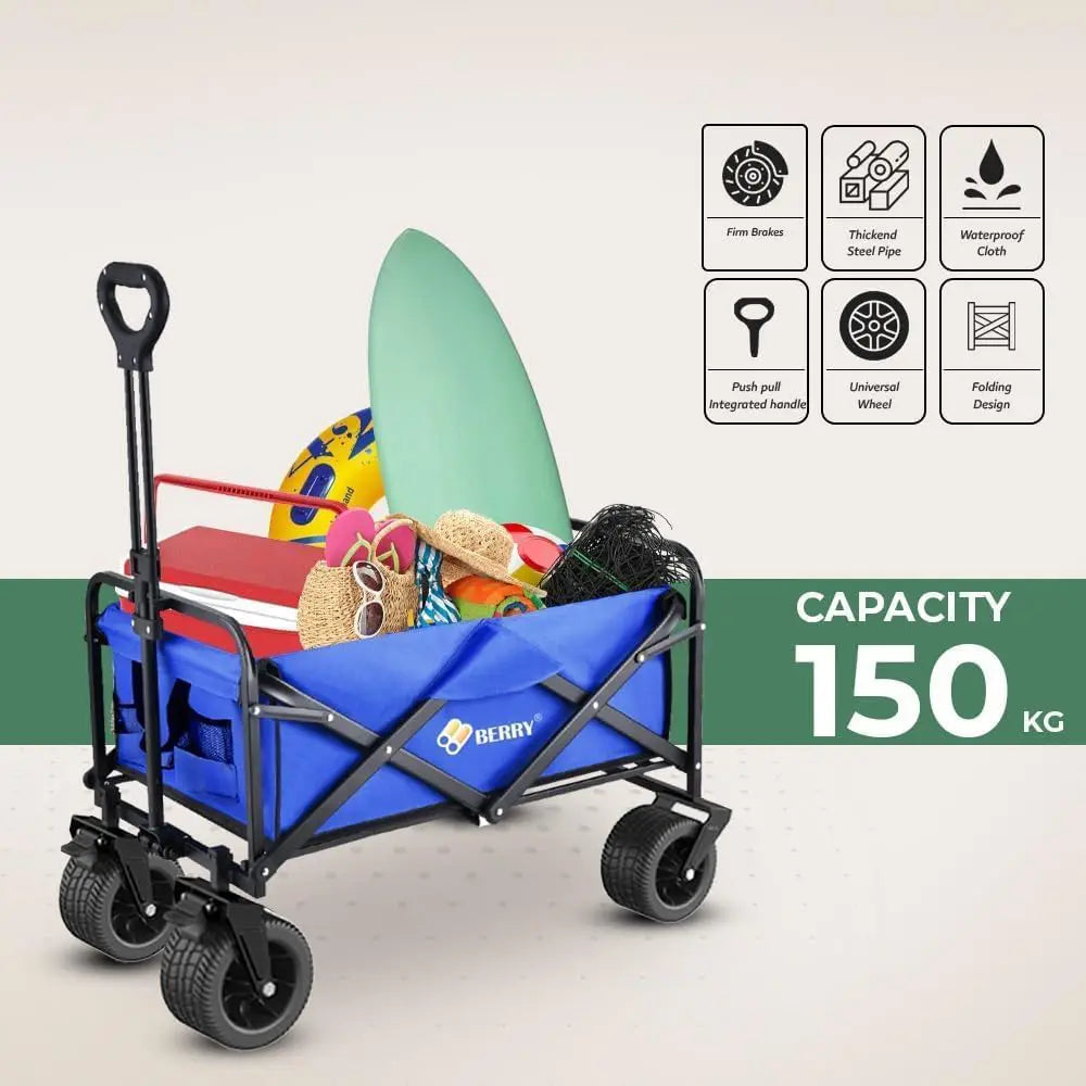 Garden, Shopping, Utility Wagon Trolley Blue - 150KG