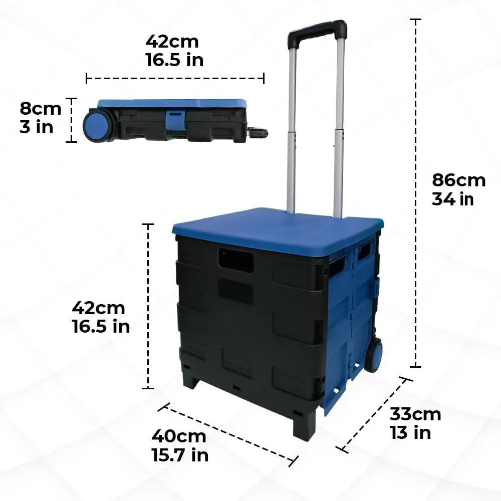 Shopping, Utility Wagon Trolley Blue & Black - 40L & 30KG