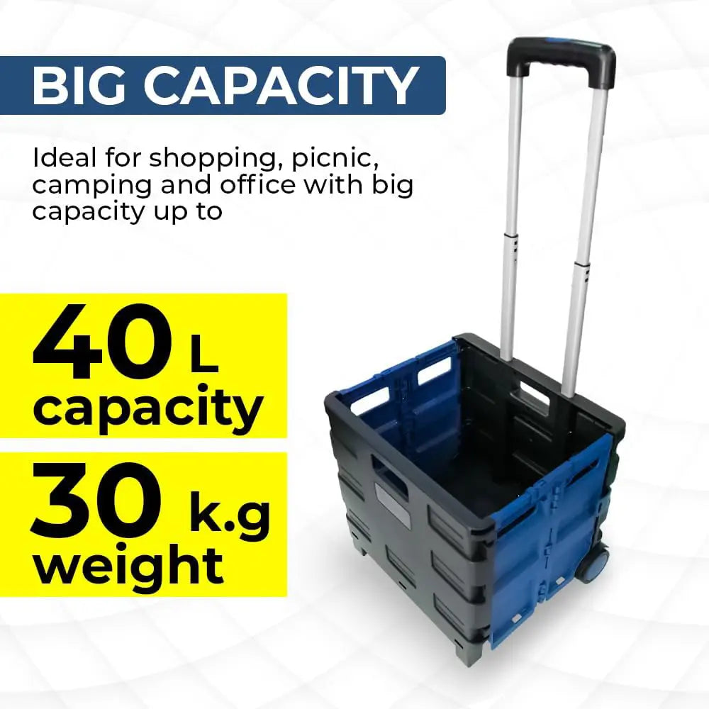 Shopping, Utility Wagon Trolley Blue & Black - 40L & 30KG