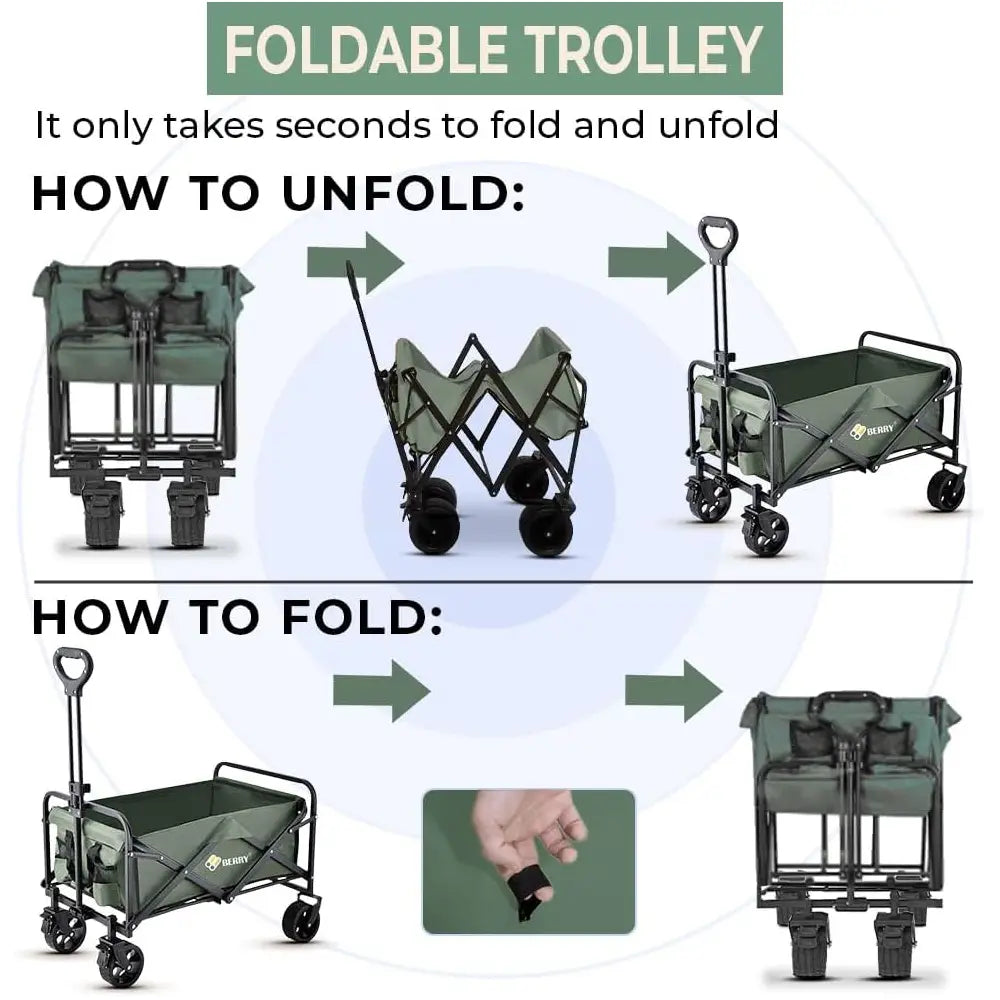 Garden, Shopping, Utility Wagon Trolley Green - 100KG