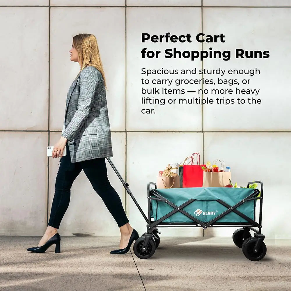 Garden, Shopping, Utility Wagon Trolley Green - 150KG