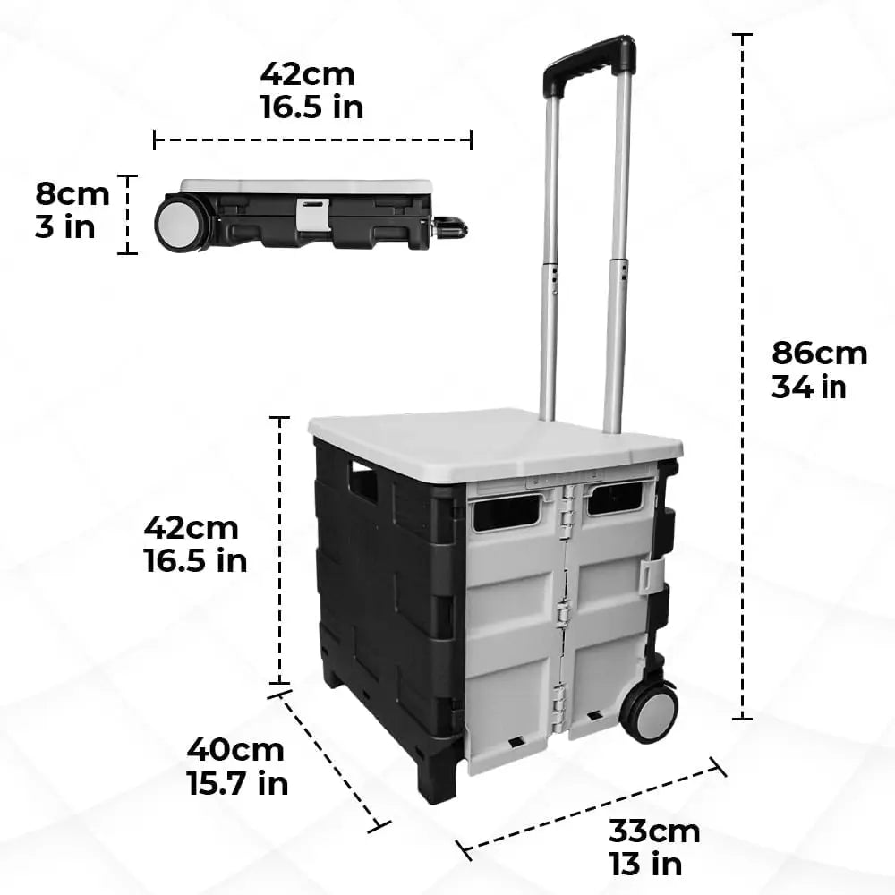 Shopping, Utility Wagon Trolley Grey & Black - 40L & 30KG