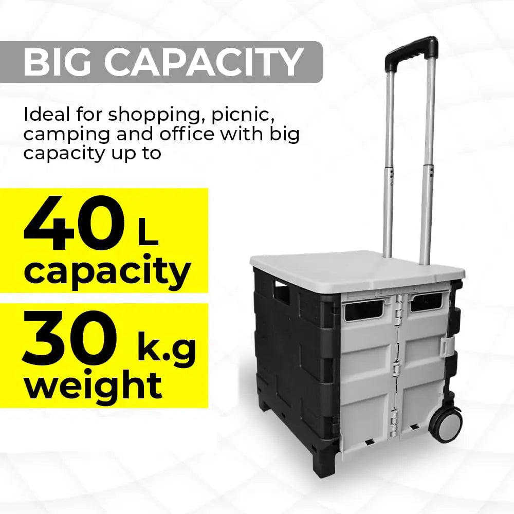 Shopping, Utility Wagon Trolley Grey & Black - 40L & 30KG