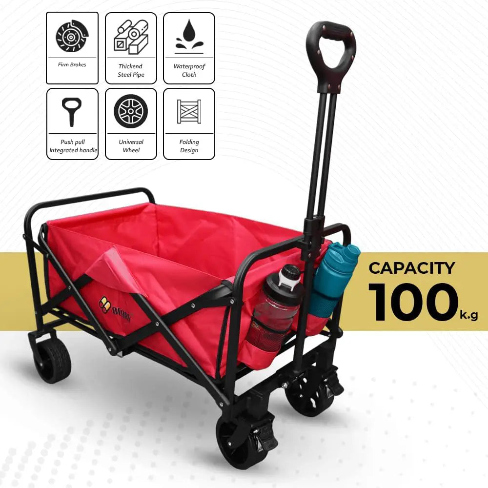 Garden, Shopping, Utility Wagon Trolley Red - 100KG