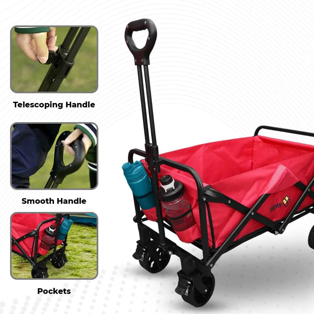 Garden, Shopping, Utility Wagon Trolley Red - 100KG