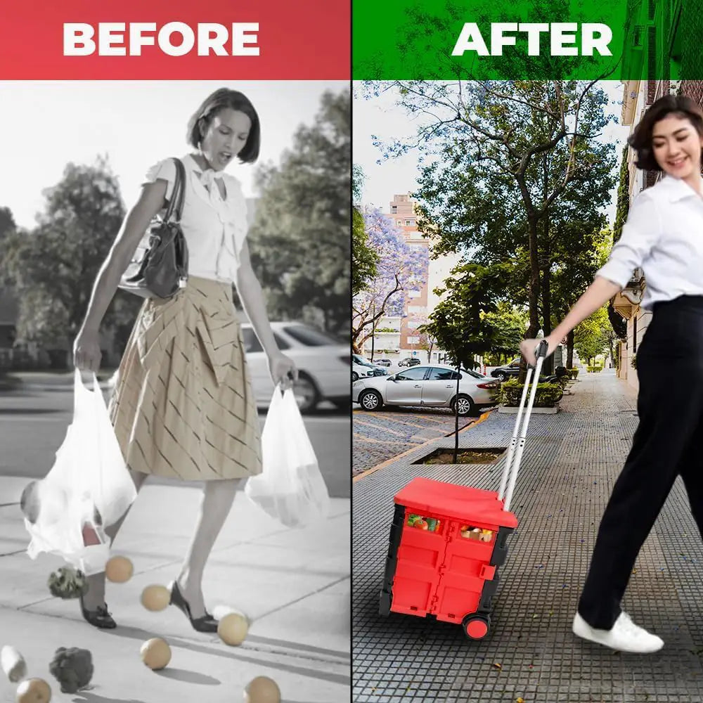 Shopping, Utility Wagon Trolley Red & Black - 40L & 30KG