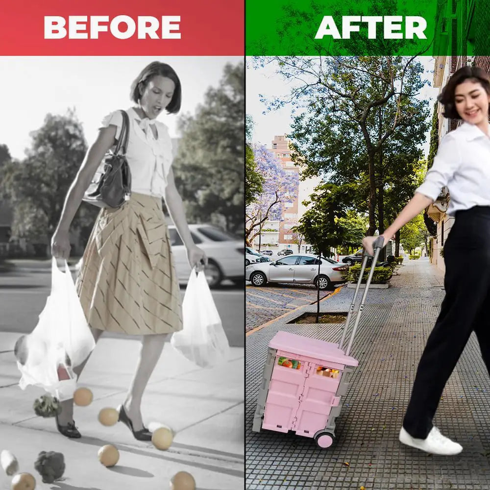 Shopping, Utility Wagon Trolley Pink & Grey - 40L & 30KG